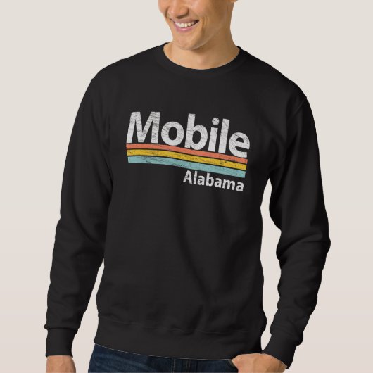 Mobile Alabama Worn Retro Stripes Classic Trui (Voorkant)