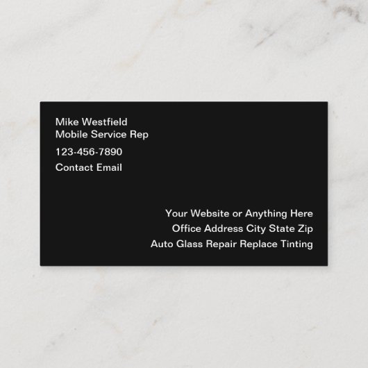Mobile Auto Glass Repair Replace Visitekaartje (Achterkant)