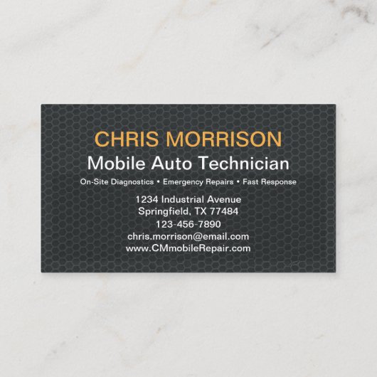 Mobile Auto Mechanic QR Code Monogram Visitekaartje (Achterkant)