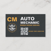 Mobile Auto Mechanic QR Code Monogram Visitekaartje (Voorkant)