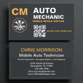 Mobile Auto Mechanic QR Code Monogram Visitekaartje