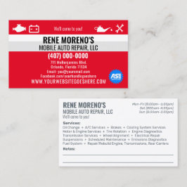 Mobile Automobiel Repair Mechanic 2 Sided Busi Visitekaartje