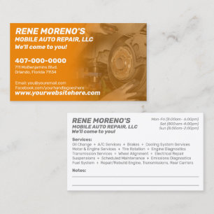 Mobile Automobiel Repair Mechanic 2 Sided Busi Visitekaartje