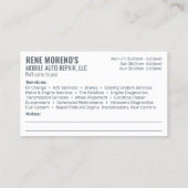 Mobile Automobiel Repair Mechanic 2 Sided Busi Visitekaartje (Achterkant)