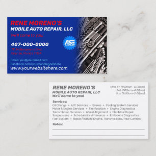 Mobile Automobiel Repair Mechanic 2 Sided Busi Visitekaartje