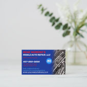 Mobile Automobiel Repair Mechanic 2 Sided Busi Visitekaartje (Staand voorkant)