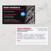 Mobile Automobile Car Repair Mechanic 2 Sided Visitekaartje (Voorkant / Achterkant)