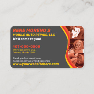 Mobile Automobile Car Repair Mechanic 2 Sided Visitekaartje