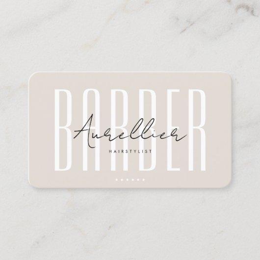 Mobile Barber Barbershop Sand Script Minimal Visitekaartje (Voorkant)