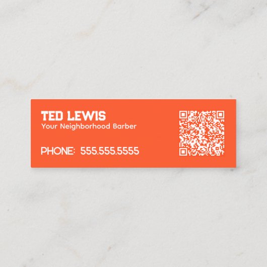 Mobile Barber Custom QR Mini Visitekaartje (Achterkant)