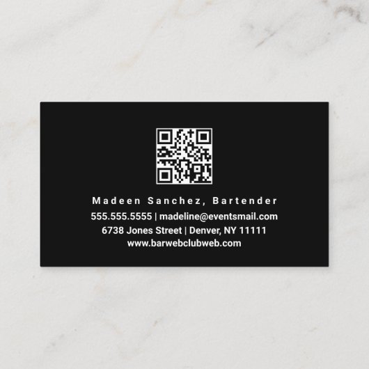 Mobile Bartender Club Bar Neon Drinken B Visitekaartje (Achterkant)