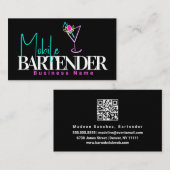 Mobile Bartender Club Bar Neon Drinken B Visitekaartje (Voorkant / Achterkant)
