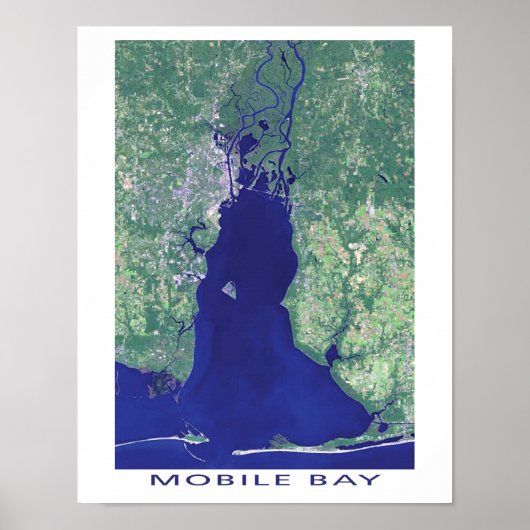 Mobile Bay Alabama Satellite Afbeelding Poster (Voorkant)