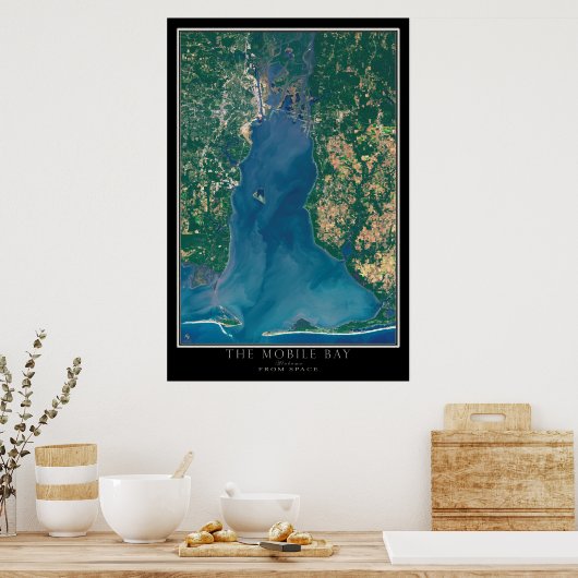 Mobile Bay Alabama Satellite Poster Map (Keuken)