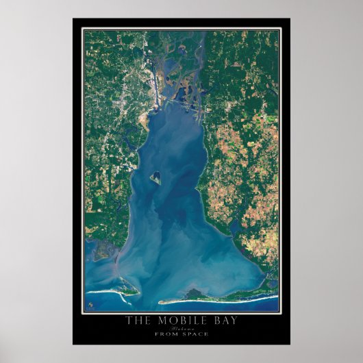 Mobile Bay Alabama Satellite Poster Map (Voorkant)