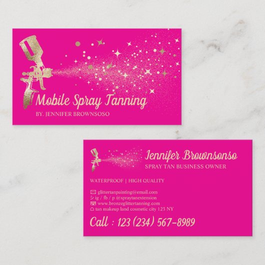 Mobile Body Paint Tan Spray roze Visitekaartje (Voorkant / Achterkant)