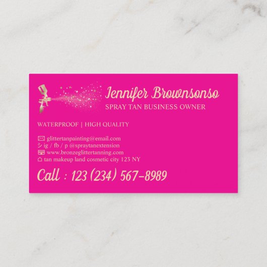 Mobile Body Paint Tan Spray roze Visitekaartje (Achterkant)