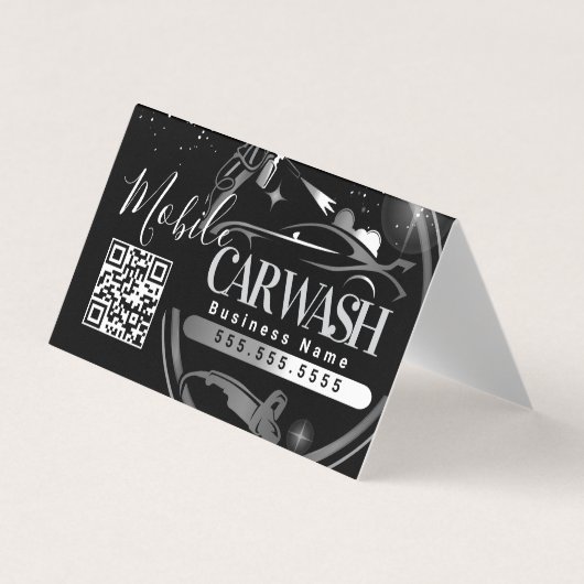 Mobile Car Wash Detail - Business Logo QR Code B Visitekaartje (Voorkant)