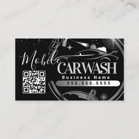 Mobile Car Wash Detail - Business Logo QR Code B Visitekaartje (Voorkant)