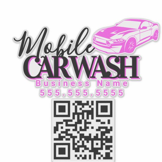 Mobile Car Wash Detail Business QR Code Sticker (Voorkant)