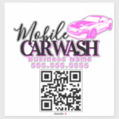 Mobile Car Wash Detail Business QR Code Sticker (Vel)