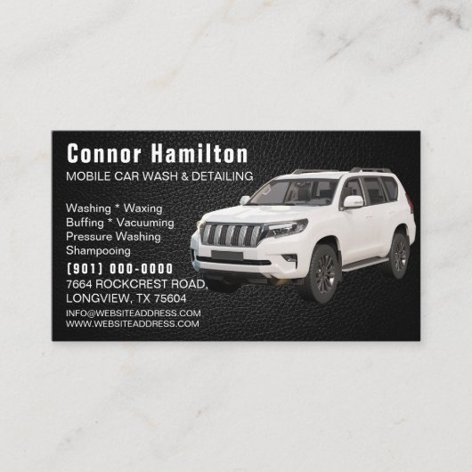 Mobile Car Wash & Detailing Pressure black leather Visitekaartje (Voorkant)