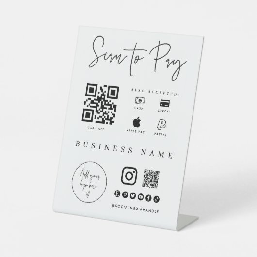 Mobile Checkout Scan QR Code Sign Small Business Reclamebord Met Voetstuk (Voorkant)