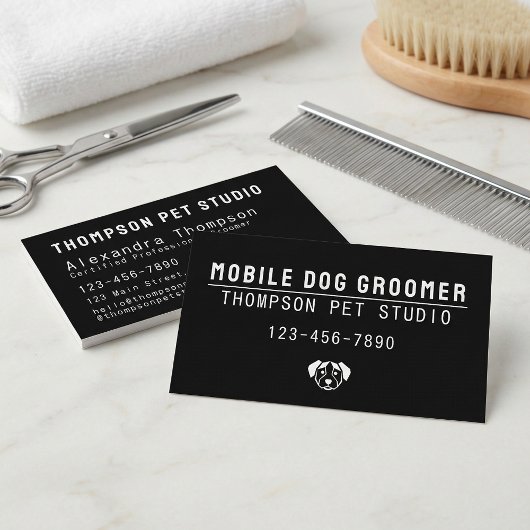 Mobile Dog Groomer Modern Bold Professional Visitekaartje