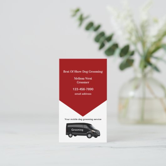 Mobile Dog Grooming Service Modern Visitekaartje (Staand voorkant)