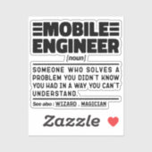 Mobile Engineer Noun Probleemoplossing Specialist Sticker (Vel)