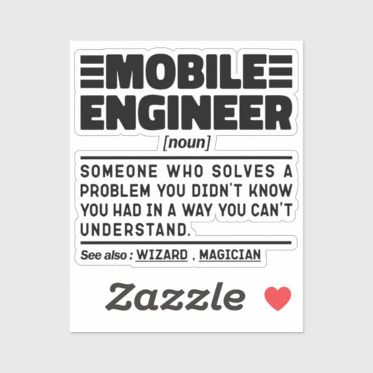 Mobile Engineer Noun Probleemoplossing Specialist Sticker (Vel)