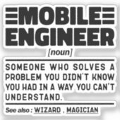 Mobile Engineer Noun Probleemoplossing Specialist Sticker (Voorkant)