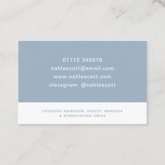 Mobile Hairdresser Dusty Blue Scissors UK/Euro Visitekaartje (Achterkant)