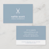 Mobile Hairdresser Dusty Blue Scissors UK/Euro Visitekaartje (Voorkant / Achterkant)