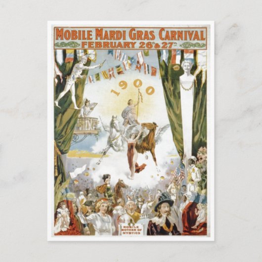 Mobile Mardi Gras1900 Poster Briefkaart (Voorkant)