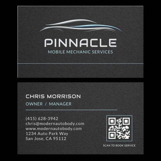 Mobile Mechanic Services QR Code Professional Visitekaartje
