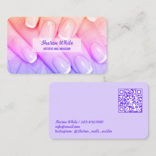 💅🏻 Mobile Nail Tech QR Visitekaartje (Voorkant / Achterkant)
