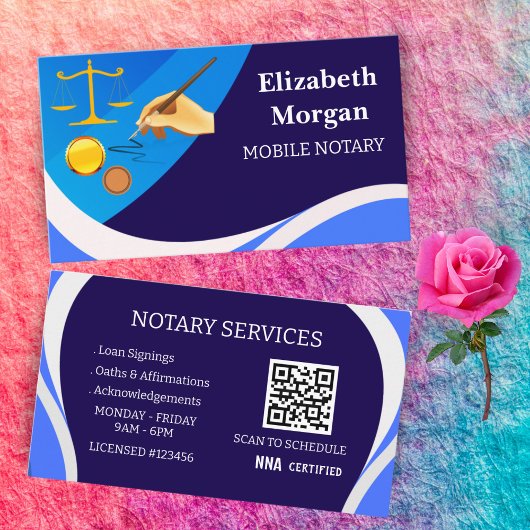Mobile Notary Business Cards-Modern Legal QR Code Visitekaartje