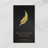 Mobile Notary Feather Quill Logo Zwart & Goud Visitekaartje (Voorkant)