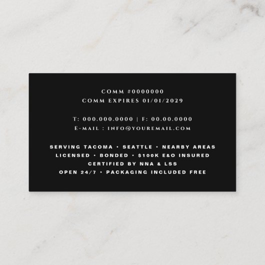 Mobile Notary Monogram Simple Business Card Visitekaartje (Achterkant)