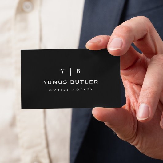 Mobile Notary Monogram Simple Business Card Visitekaartje