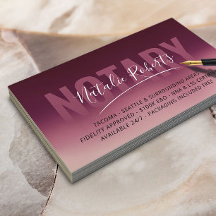Mobile Notary Public Burgundy Red Signature Visitekaartje