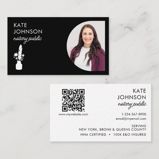 Mobile Notary Public Photo Botanical Quill Logo Visitekaartje (Voorkant / Achterkant)