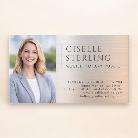 Mobile Notary Public Photo Brushed Metal Visitekaartje