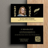 Mobile notary public photo gold black QR code Visitekaartje