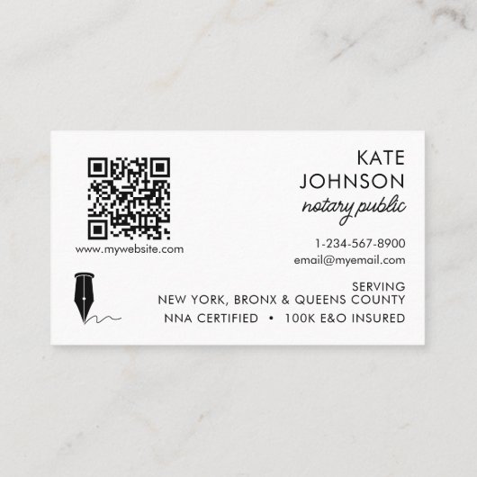 Mobile Notary Public Photo QR Code Logo Visitekaartje (Achterkant)