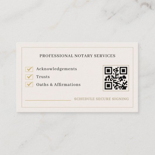 Mobile Notary Public QR Code Photo  Visitekaartje (Achterkant)