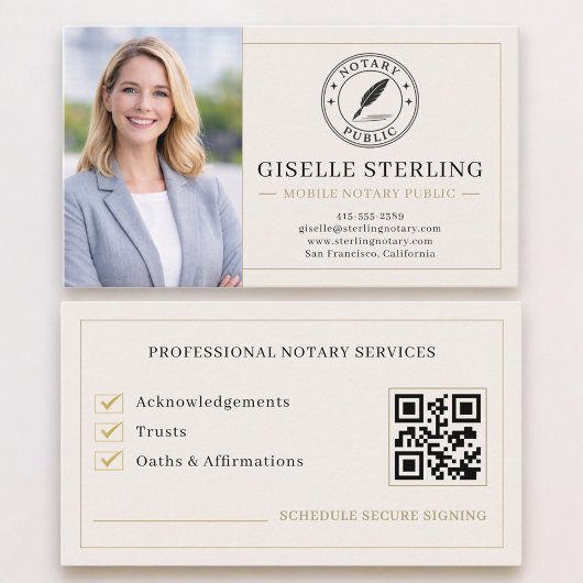 Mobile Notary Public QR Code Photo  Visitekaartje