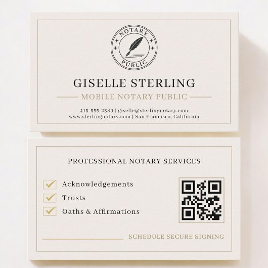 Mobile Notary Public QR Code Professional Visitekaartje