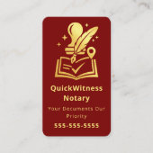 Mobile Notary Signing Agent Luxury Red Gold Visitekaartje (Voorkant)